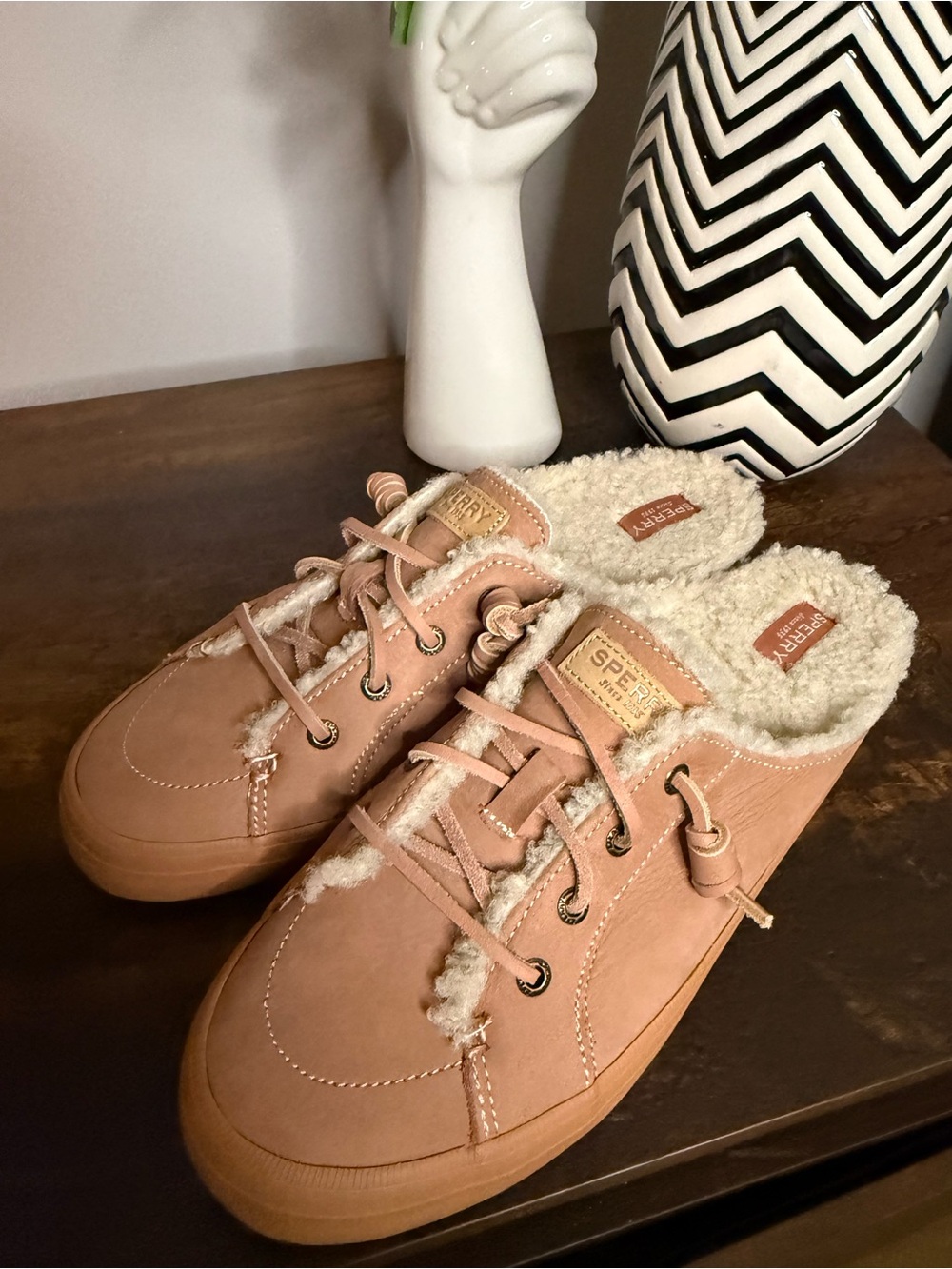 Sperry Rose Tan Shearling-Lined Slip-On Sneakers